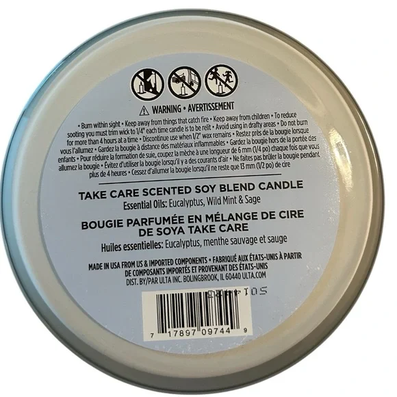 Ulta candle Essential oil Take Care Scented soy blend 3-wick candle Brand NEW - Picture 5 of 6